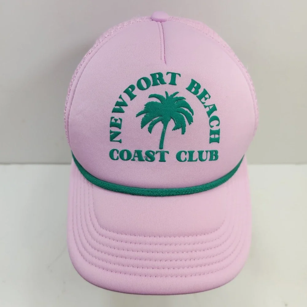 Mighty Fine Trucker Hat Womens OSFM Pink Newport Beach Coast Club Mesh Back